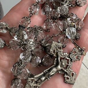 19th Century Vintage Sterling and Crystal Rosary Beads